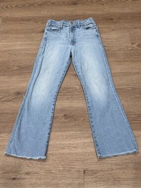 MOTHER The Hustler Ankle Fray Jeans Made USA Raw Hem High Rise